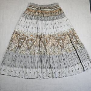 Phool Maxi Skirt Womens Large Gray Brown Peasant Hippie Boho Crinkle Festival